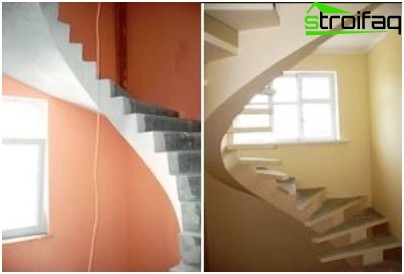 Escalier en colimaçon en béton au deuxième étage