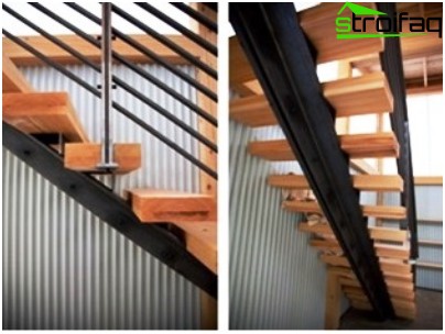 Escaliers métalliques: photos de structures avec des cusors