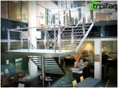 Escalier avec support d'un tuyau métallique