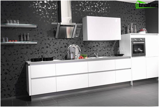 Papier peint dans la cuisine dans le style du minimalisme Papier peint dans la cuisine dans le style du minimalisme