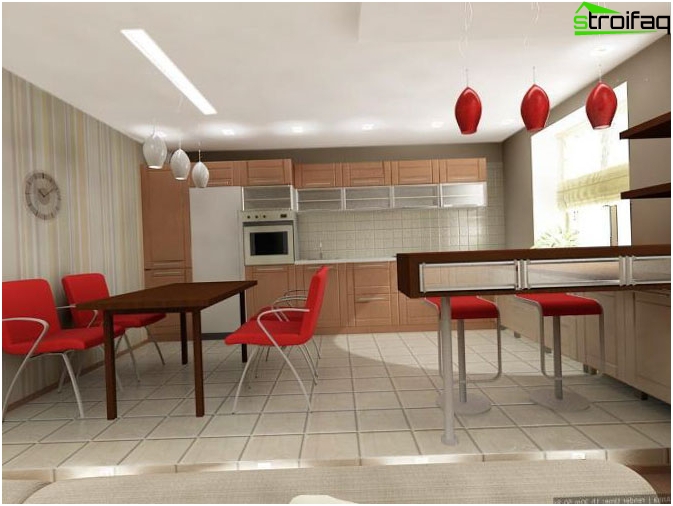 Papier peint dans la cuisine-salon Papier peint dans la cuisine-salon