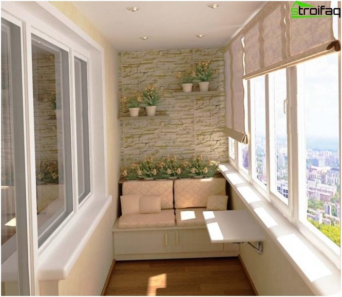 Intérieur de la loggia beige Intérieur de la loggia beige