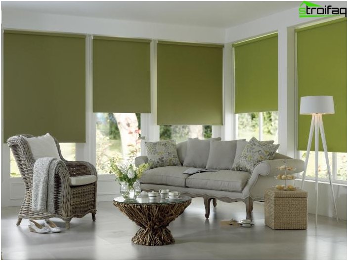 Stores romains et volets roulants dans le salon 1 Stores romains et volets roulants dans le salon 1