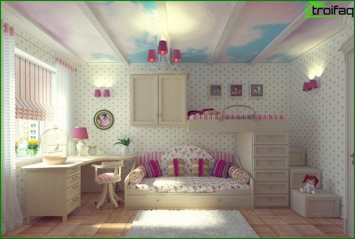 La conception du plafond dans la chambre des enfants
