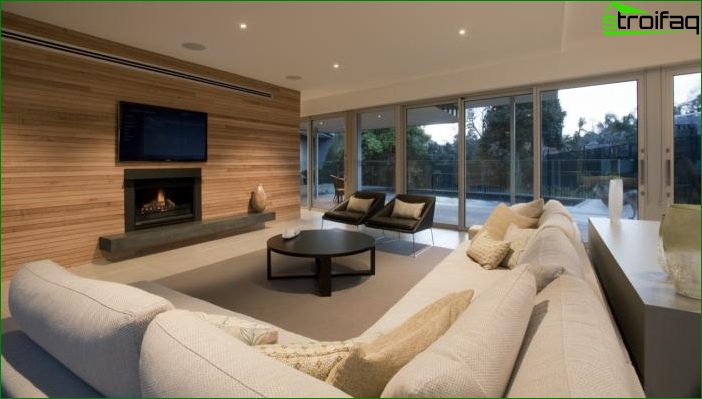 Photo de la conception du salon dans une maison privée