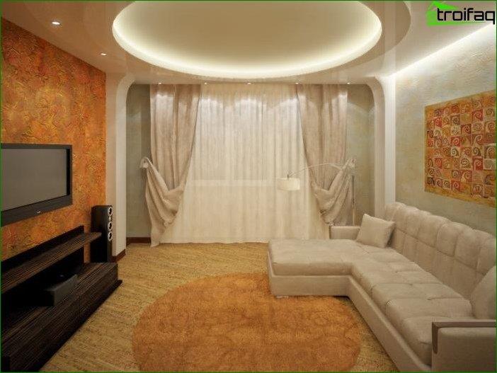 Conception de plafond en plaques de plâtre dans le hall d'un petit appartement