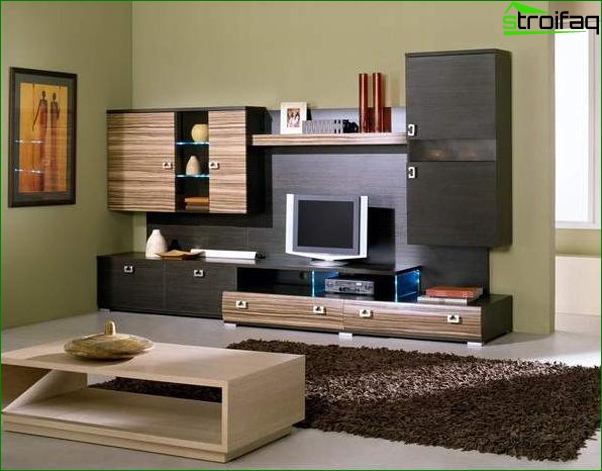 Papier peint photo pour le hall avec des meubles sombres