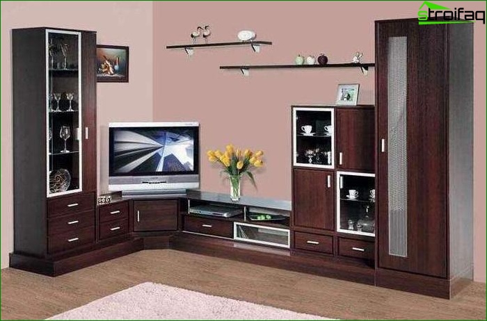 Papier peint photo pour le hall avec des meubles sombres