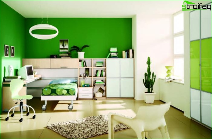 Papier peint vert dans la chambre